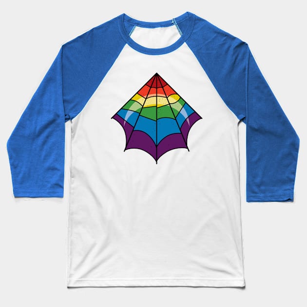galaxy rainbow spiderweb Baseball T-Shirt by necroembers art